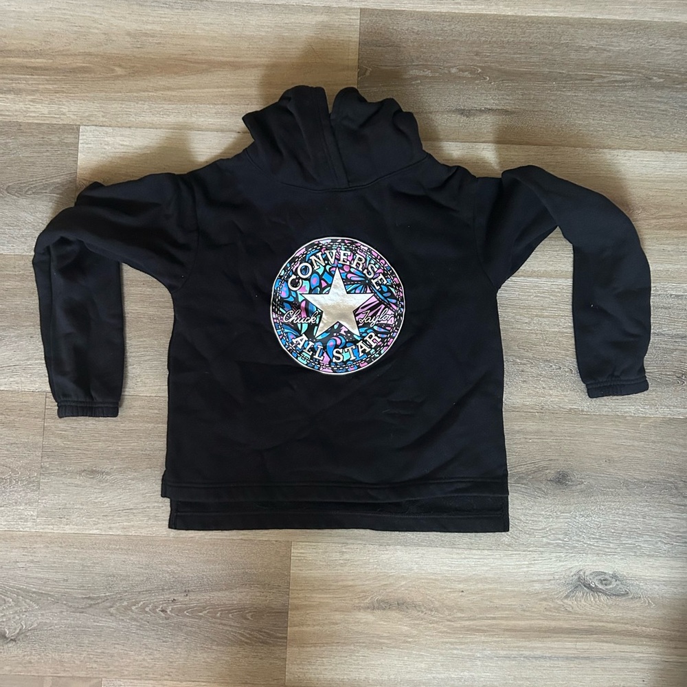 Converse Black Hoodie with Colorful Logo